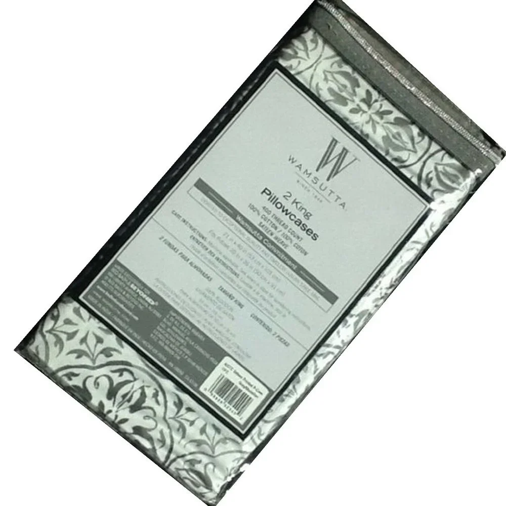 new GRAY BATIK MEDALLION Wamsutta 400 TC 100% Cotton Sateen KING Pillowcases
